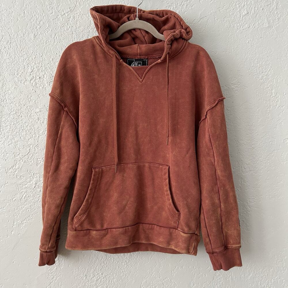 Alphalete Very Terry Hoodie Women S Burnt Orange Acid Wash Oversized Pullover
